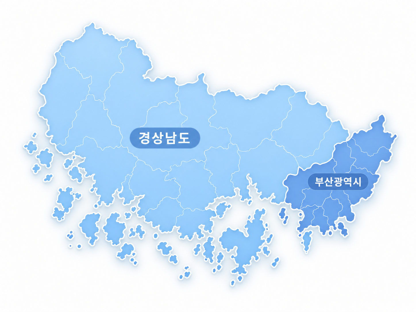 부산광역시와 경상남도 서비스 지역 지도